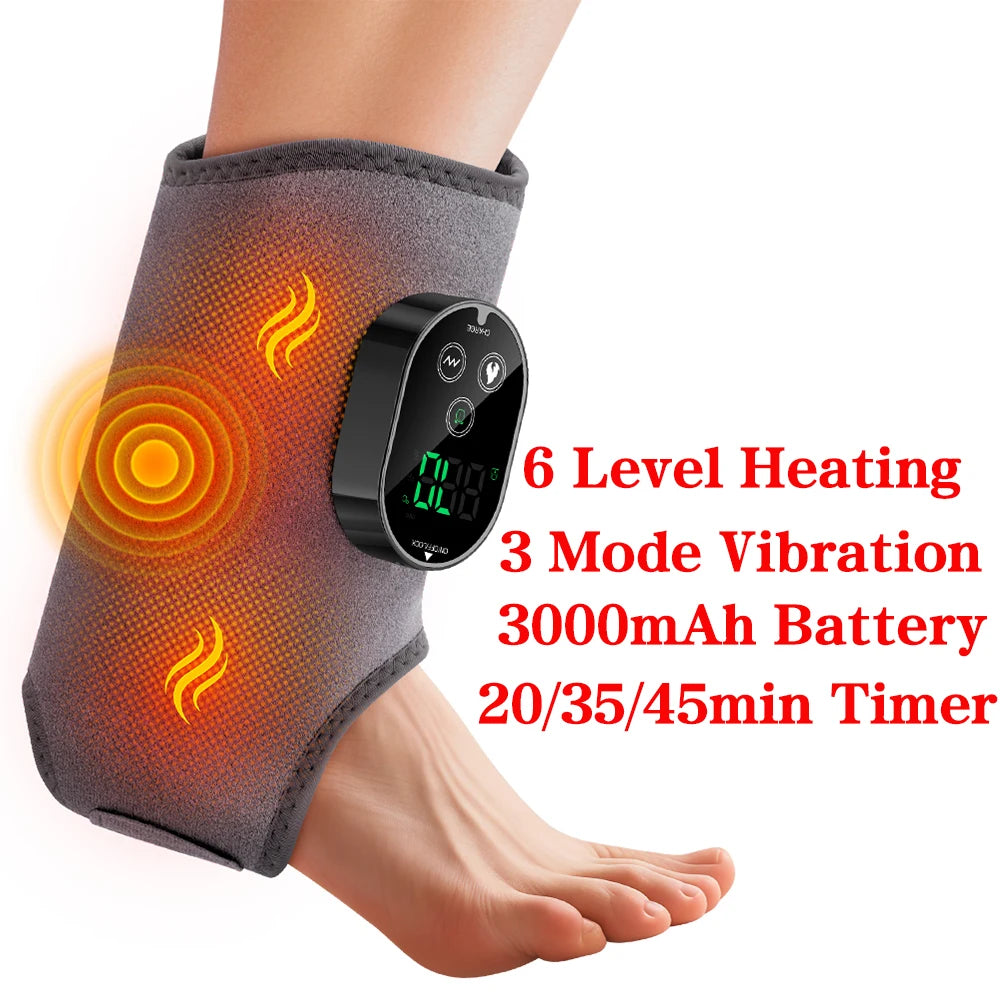 Wireless Electric Foot Massager Air Compression Vibration Massage Ankle Brace for Muscle Relaxation Home Use Heating Pad