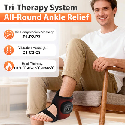 Wireless Electric Foot Massager Air Compression Vibration Massage Ankle Brace for Muscle Relaxation Home Use Heating Pad