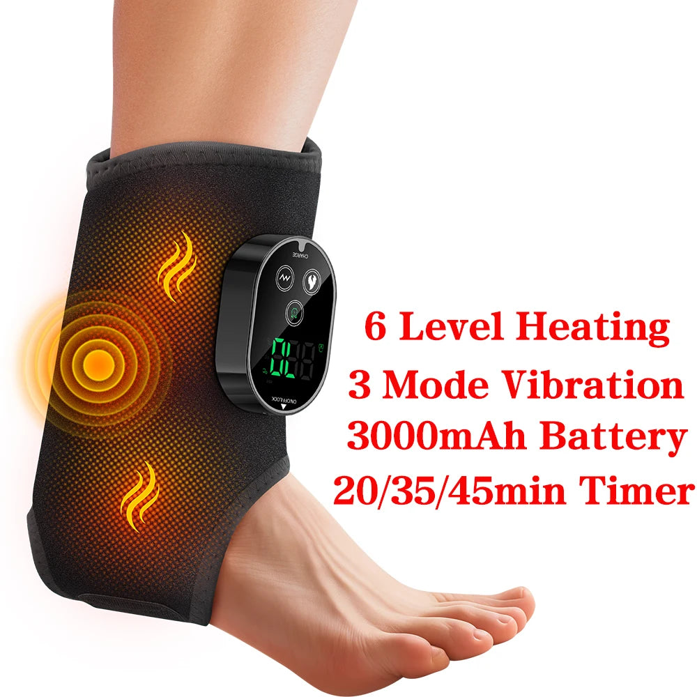 Wireless Electric Foot Massager Air Compression Vibration Massage Ankle Brace for Muscle Relaxation Home Use Heating Pad