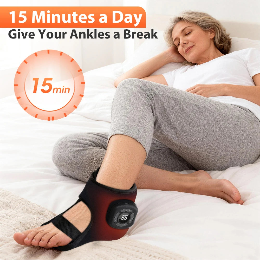 Wireless Electric Foot Massager Air Compression Vibration Massage Ankle Brace for Muscle Relaxation Home Use Heating Pad