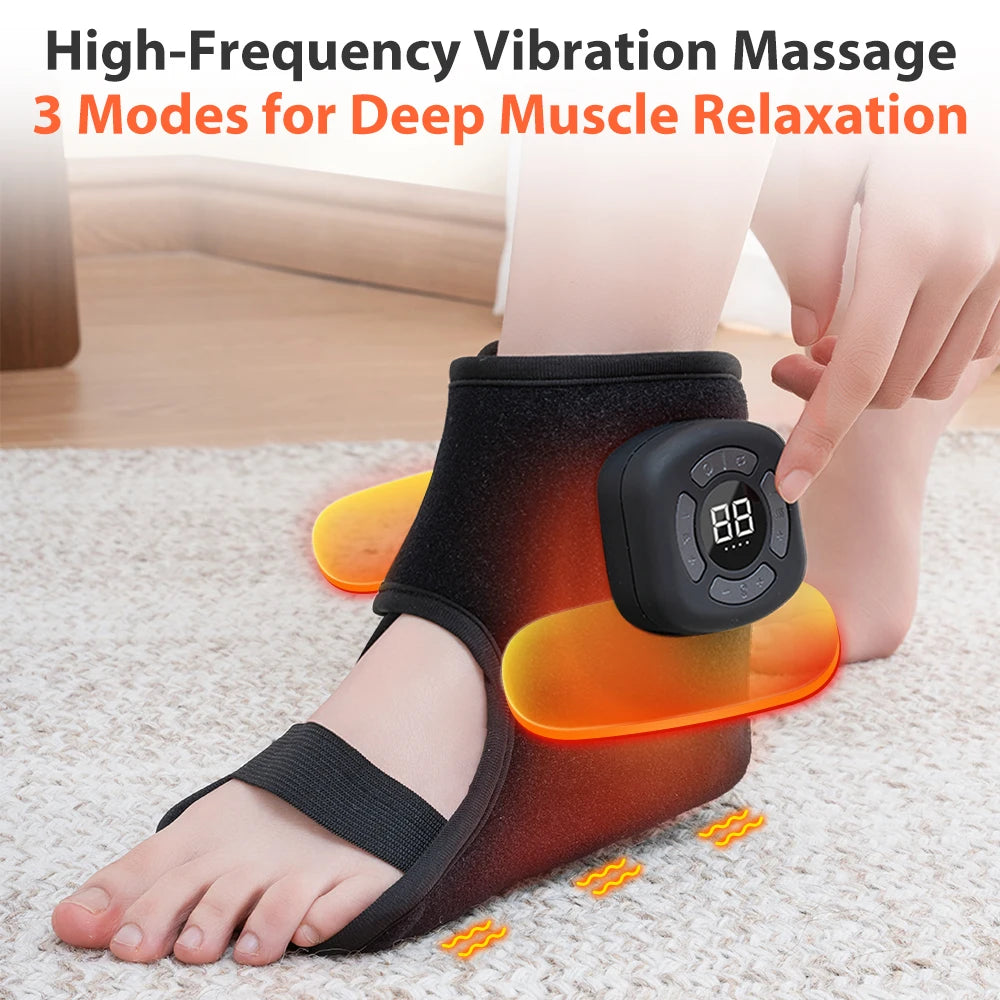 Wireless Electric Foot Massager Air Compression Vibration Massage Ankle Brace for Muscle Relaxation Home Use Heating Pad
