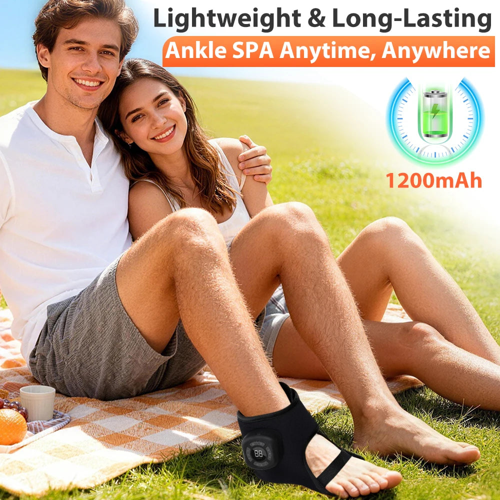 Wireless Electric Foot Massager Air Compression Vibration Massage Ankle Brace for Muscle Relaxation Home Use Heating Pad